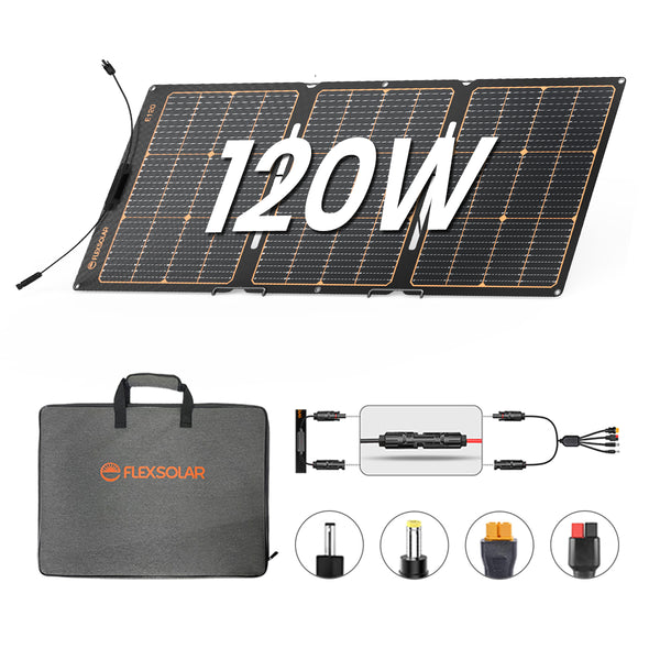 Flexsolar® F120 Foldable Solar Panel for Power Station| 120W（4 in 1 Extention Cable Not Included）