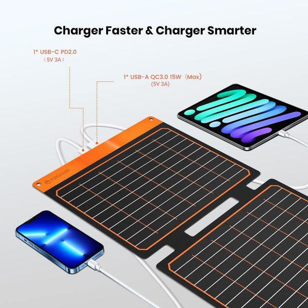 Chargeur de téléphone solaire portable 20W USB & DC