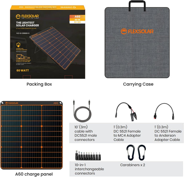 FlexSolar® A60 Portable Solar Panel Charger | 60W