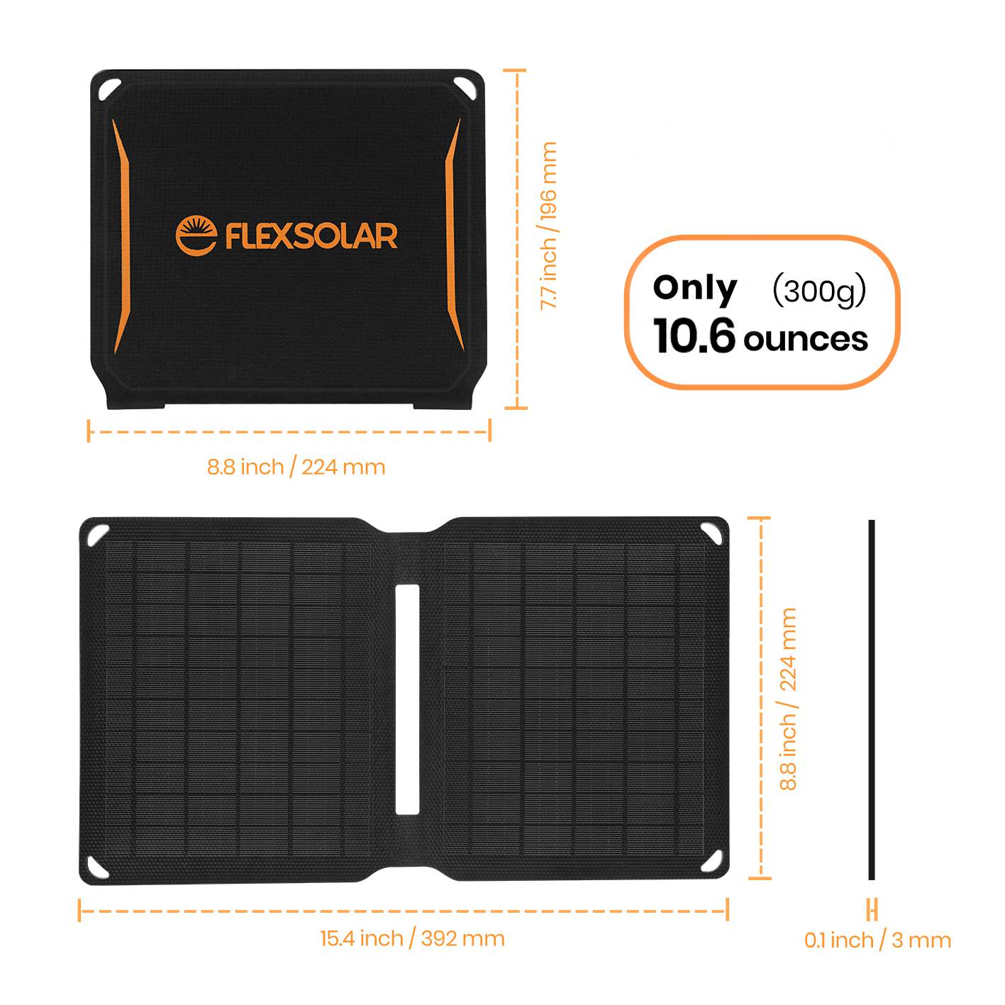 FlexSolar® E10 Portable USB Solar Charger | 5V/2A 10W